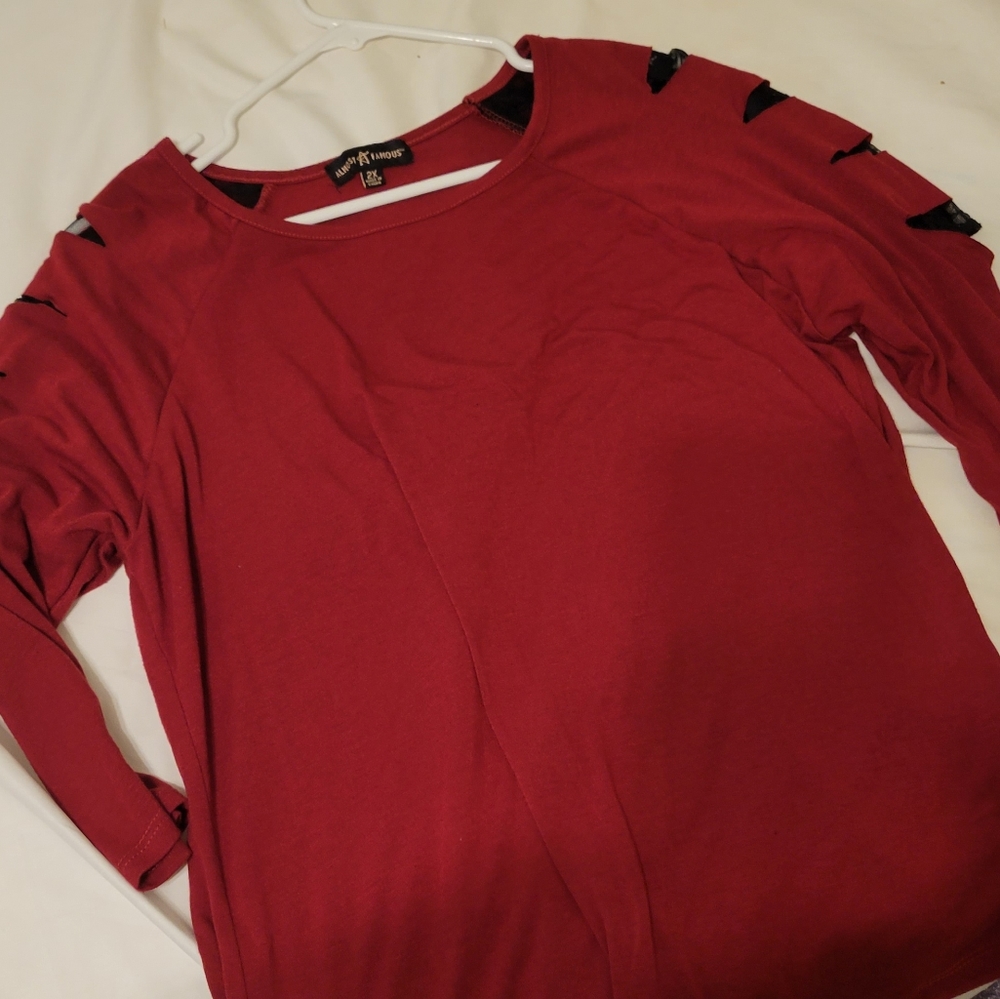 Almost Famous Slashed Sleeve Tee